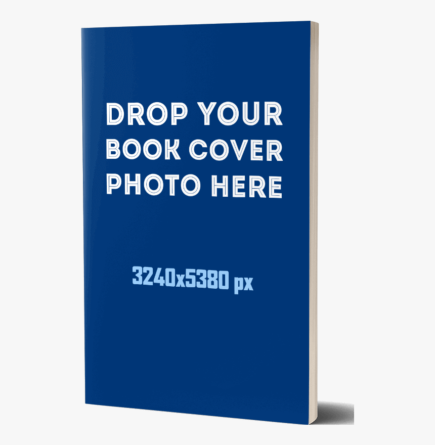 'Drop your book cover here' graphic blue 