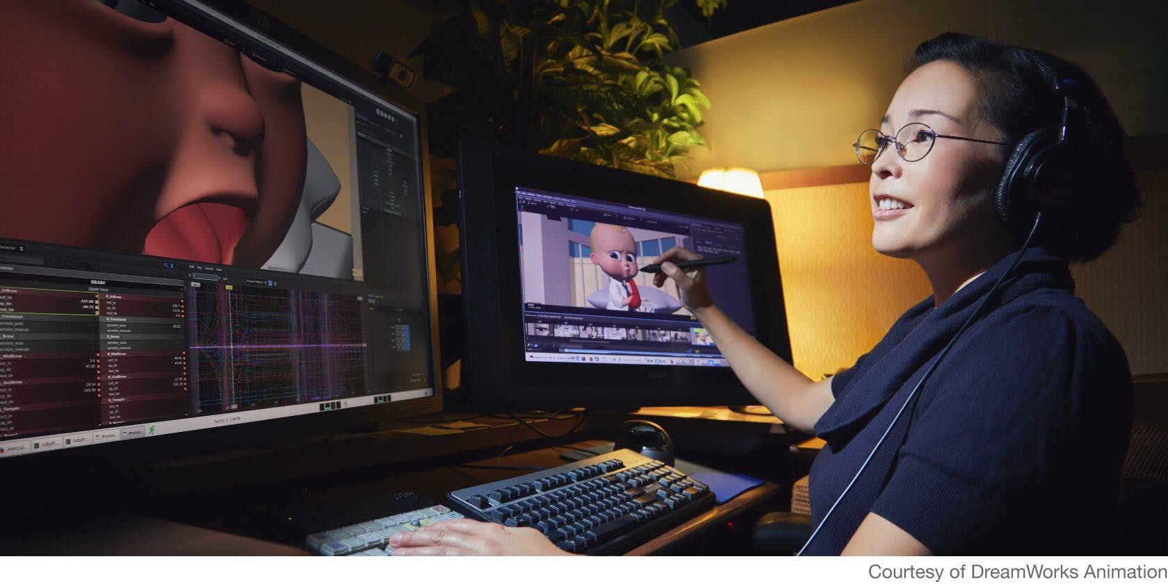 A photo of a person using DreamWorks to animate