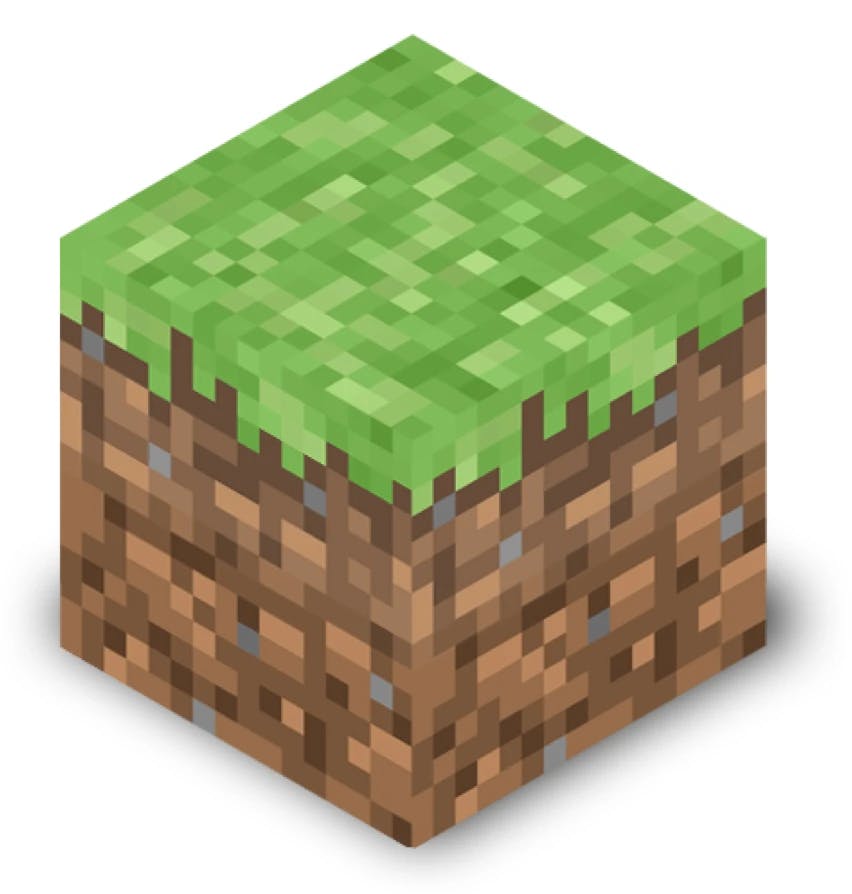 An image of a pixelated block of grass and dirt