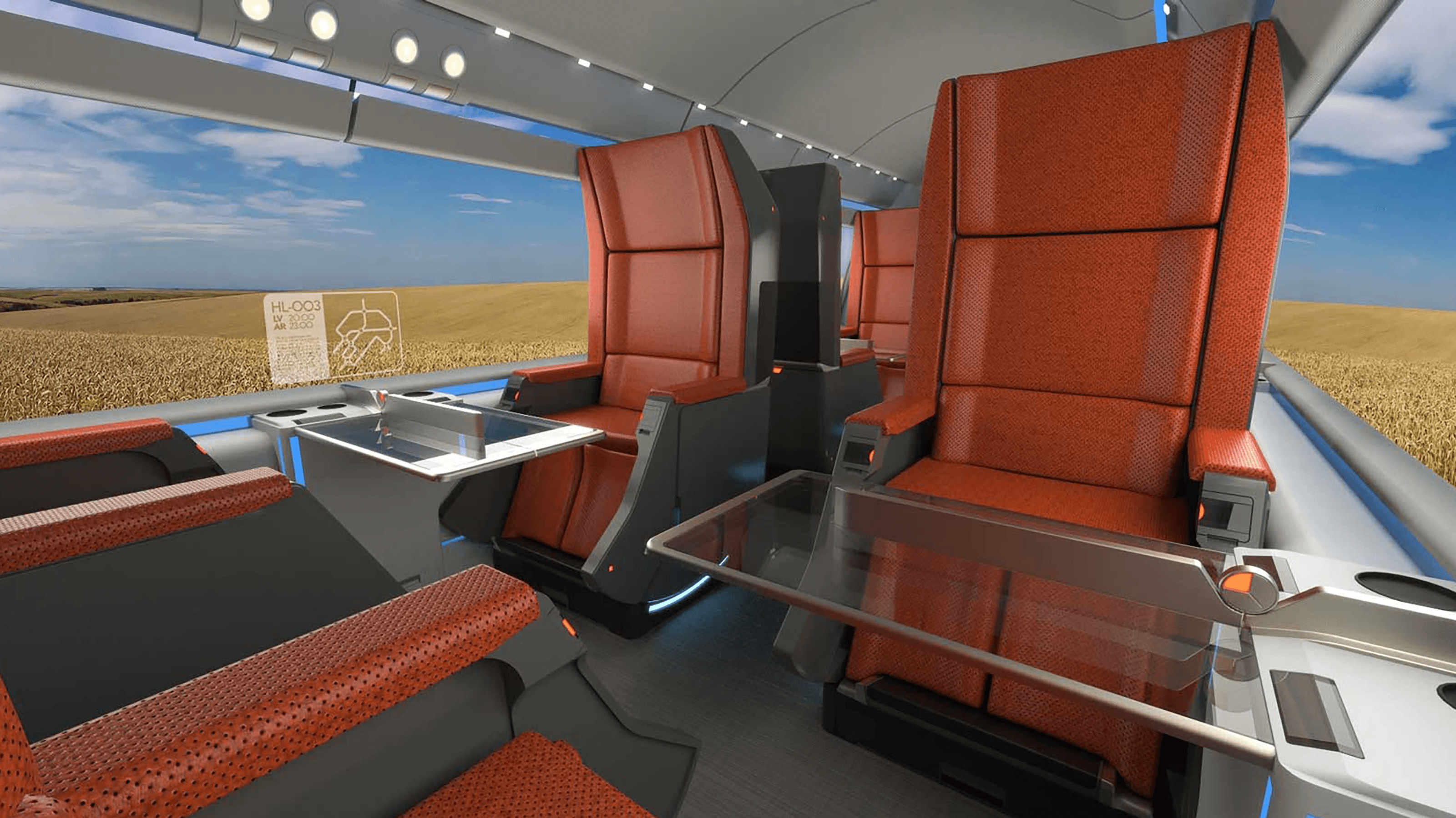 A rendering of the conceptual Hyperloop cabin desert